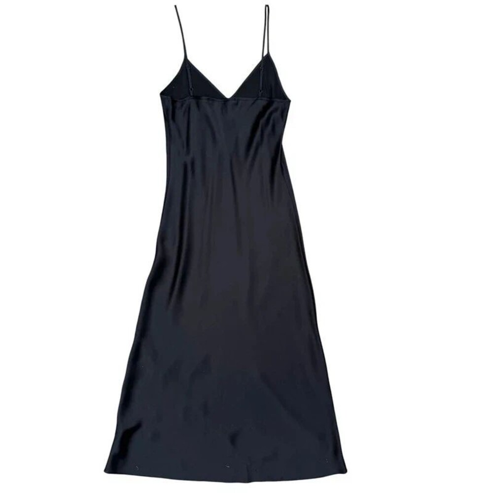 Coquette Minimalist Sleek Quince 100% Silk Slip Dress Black - XS
